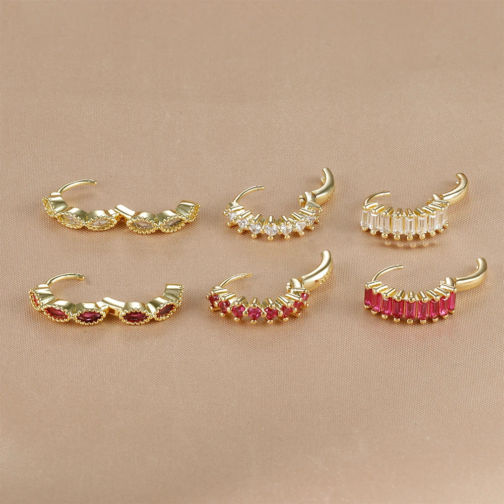 3PCS Dainty Stainless Steel Horse Eye Zircon Round Small Hoop Earrings Set For Women Fashion Huggie Women's Jewelry pendientes