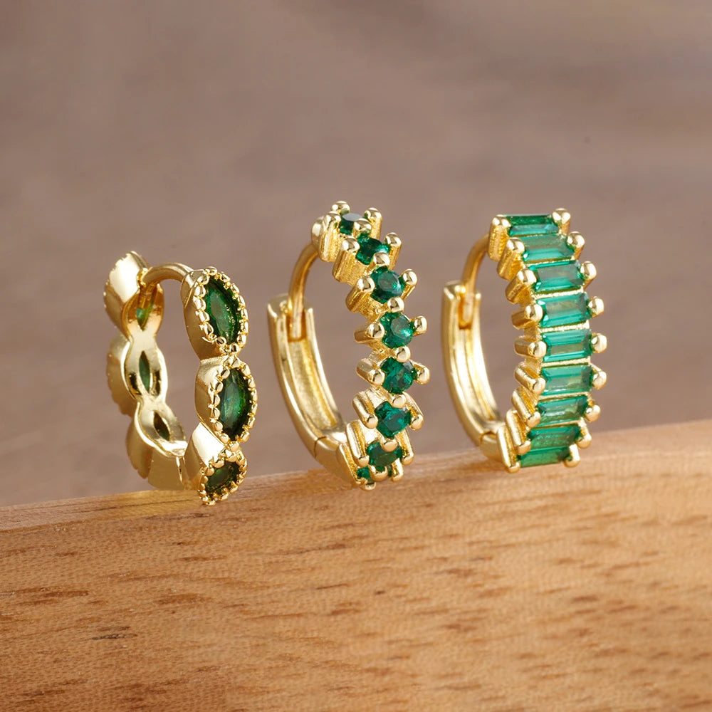 3PCS Dainty Stainless Steel Horse Eye Zircon Round Small Hoop Earrings Set For Women Fashion Huggie Women's Jewelry pendientes