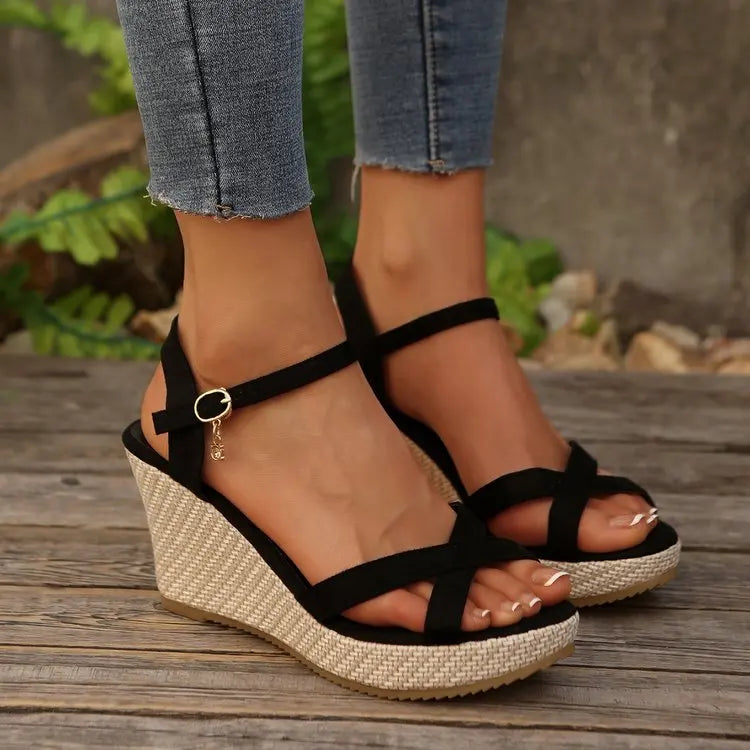 New Summer Fashion Sandals, Wedge-heeled Waterproof Platform, Thick-soled Roman Platform-soled Sandals, Large Size Women's Shoes