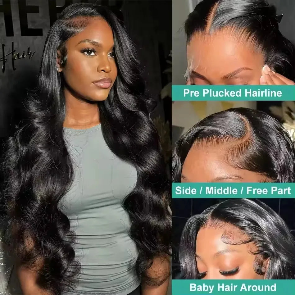 Body Wave Human Hair Wig 30 40 Inch 13x6 HD Transparent Lace Frontal Wigs For Black Women 13x4 360 Pre Plucked Lace Front Wig