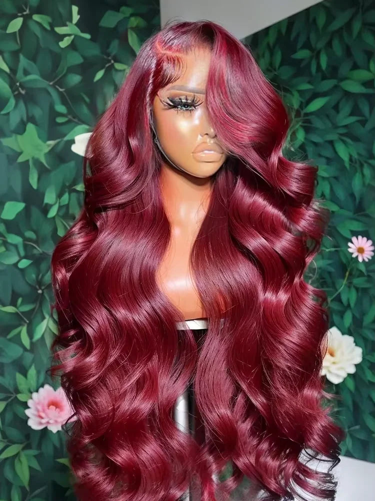 Burgundy 13x6 HD Lace Frontal Human Hair Wig Straight wig 13x4 Lace Front Human Hair Wigs For Women 99J Colored 200 High Density